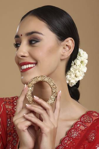 Golden pearl handcrafted heavy bangle