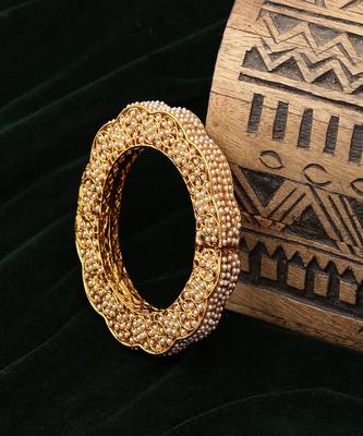 Golden pearl handcrafted heavy bangle 2