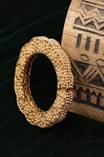 Golden pearl handcrafted heavy bangle