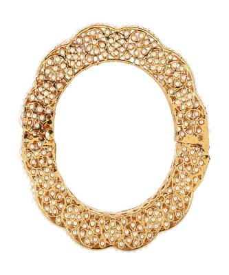 Golden pearl handcrafted heavy bangle 3