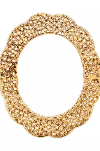 Golden pearl handcrafted heavy bangle