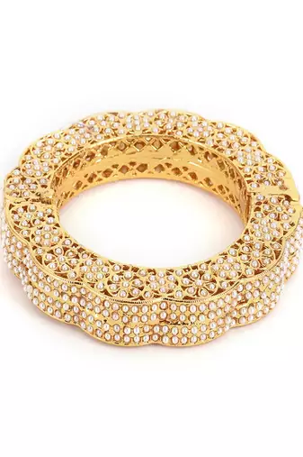 Golden pearl handcrafted heavy bangle