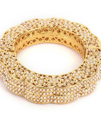 Golden pearl handcrafted heavy bangle 5