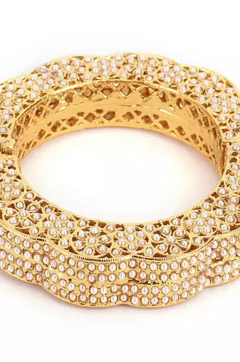 Golden pearl handcrafted heavy bangle