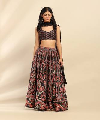 Black Nur Lehenga With Blouse And Dupatta 1