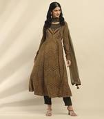 Green kirti anarkali kurta with pant and dupatta