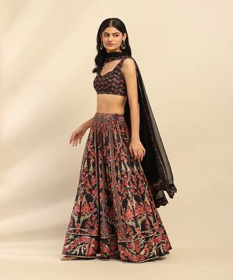 Black Nur Lehenga With Blouse And Dupatta 2