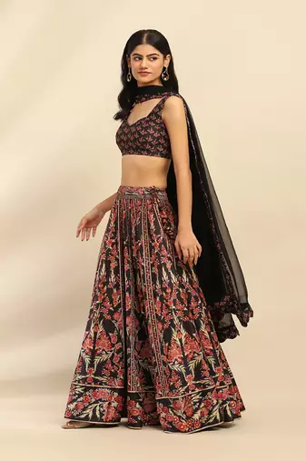 Black Nur Lehenga With Blouse And Dupatta