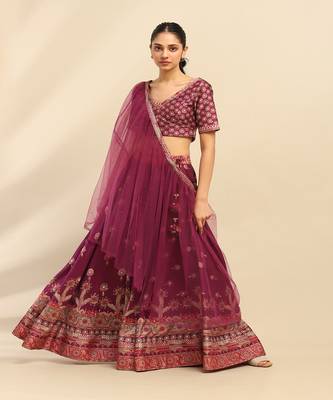 Purple Tanishqa Lehenga With Blouse And Dupatta 1