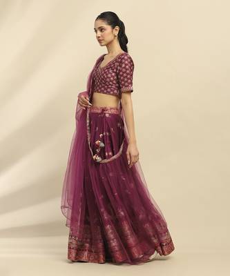 Purple Tanishqa Lehenga With Blouse And Dupatta 2