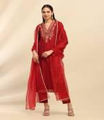Red scarlette kurta with pant and dupatta