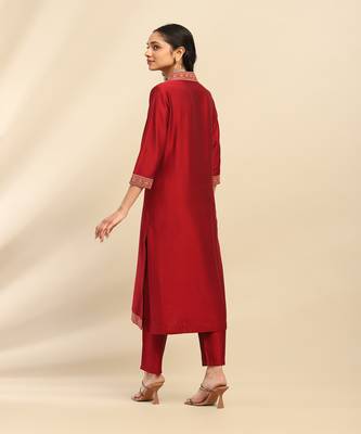 Red scarlette kurta with pant and dupatta 3