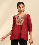 Red zoya solid kurti