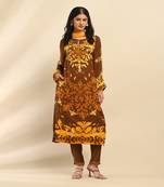 Brown maple kurta with pant and dupatta