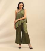 Green delphia solid top with palazzo co-ord set