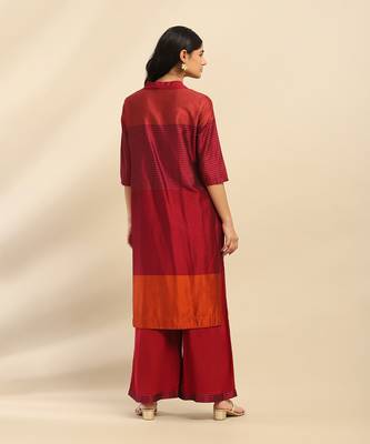 Magenta camellia kurta with palazzo 3