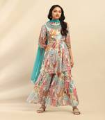 Off white irises kurta with sharara and dupatta