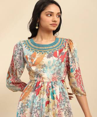 Off white irises kurta with sharara and dupatta 4