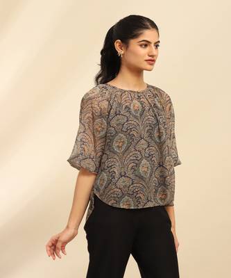 Blue cassandra peasant top with camisole 2
