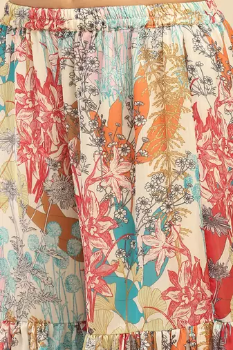 Off white irises kurta with sharara and dupatta