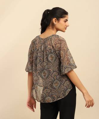 Blue cassandra peasant top with camisole 3