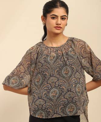 Blue cassandra peasant top with camisole 5
