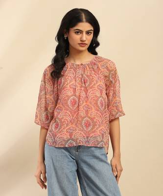 Peach cassandra peasant top with camisole 1