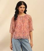 Peach cassandra peasant top with camisole