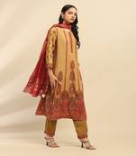 Mustard shangri   la kurta with pant and dupatta