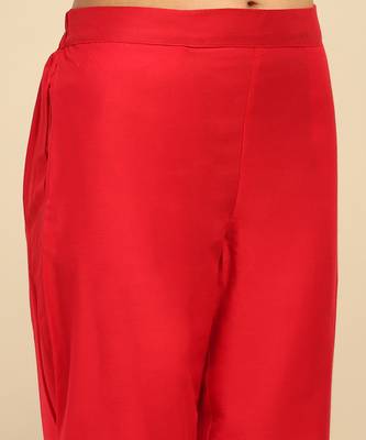 Red samaira anarkali kurta with churidar and dupatta 5