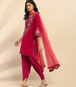 Fuchsia rania velvet kurta with salwar and dupatta