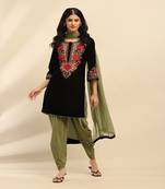 Black rania velvet kurta with salwar and dupatta
