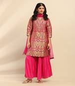 Pink yasmine festive kurta with palazzo and dupatta