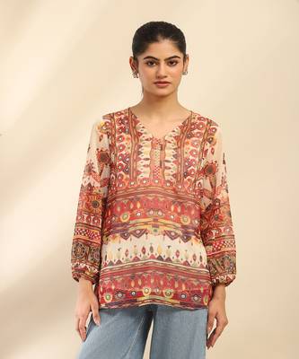Off white tanishqa peasant top with camisole 1