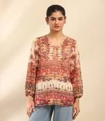 Off white tanishqa peasant top with camisole