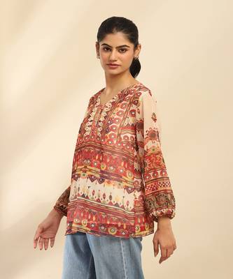 Off white tanishqa peasant top with camisole 2