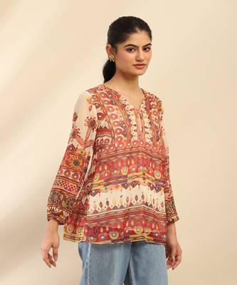 Off white tanishqa peasant top with camisole 3