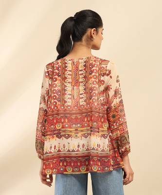Off white tanishqa peasant top with camisole 4