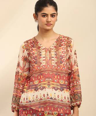 Off white tanishqa peasant top with camisole 5