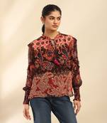 Black cashmere peasant top with camisole