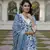 women blue and off white floral print straight kurta bottom dupatta set