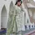 women green and off white floral print straight kurta bottom dupatta set