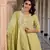 women green embroidered anarkali kurta bottom and dupatta set