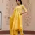 women yellow embroidered anarkali kurta bottom and dupatta set
