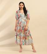 Ecru irises long dress