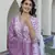 women mauve embroidered straight kurta bottom and dupatta set