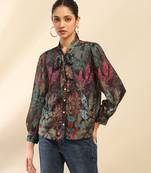 Black irises shirt with camisole