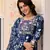 women blue mirror work chikankari anarkali kurta bottom and dupatta set