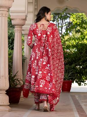 women maroon mirror work chikankari anarkali kurta bottom and dupatta set 3