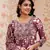 women brown mirror work chikankari anarkali kurta bottom and dupatta set